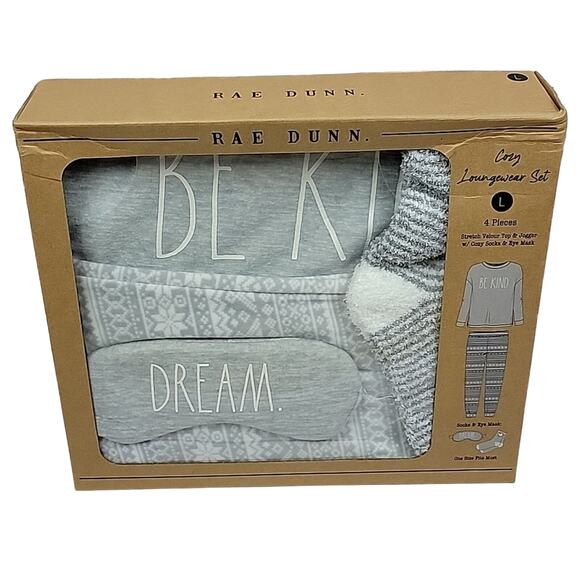 Rae Dunn Other - Rae Dunn Grey Fair Isle Sleepwear Pajama Gift Set Be Kind Loungewear Size Large
